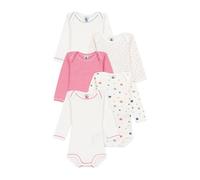 Petit Bateau - Lote de bodies de manga larga de algodón estampado de corazones de bebé A0e8z00 ropa interior día bebé niña (lote de 5), Multicolor, 18