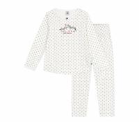 Petit Bateau Pequeño Barco Pijama Niño de Algodón Estampado Lunares, Marshmallow/Noche, 5 años