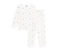 Petit Bateau Pequeño Barco Pijama Niño de Terciopelo Estampado Corazones, Marshmallow/Multico, 6 años