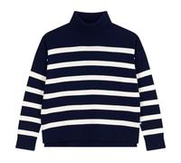 Petit Bateau Pequeño Barco suéter de Cuello Alto para Mujer de Lana y algodón a Rayas, Tarde/Marshmallow, XS