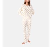 PETIT BATEAU Pijama con estampado de corazones dorados. Color Beige/Dorado