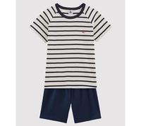 PETIT BATEAU Pijama con short de rayas 3-12 años. Color rayas azules