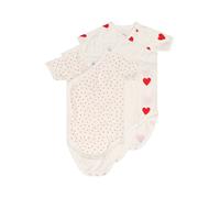 PETIT BATEAU Lote de 3 bodies cruzados de manga corta. Color Estampado Corazón