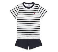 Petit Bateau A01DD, Pyjacourt Niños, Blanco Marshmallow/Azul Esmoquin, 8 años