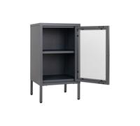 Petit buffet 1 puerta 38x35x70 cm en vidrio y metal gris