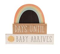Petit Cheri Placa de madera de cuenta atrás con arco iris - Days Until Baby Arrives