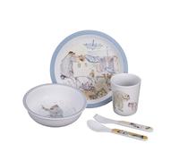 Petit jour - Caja de regalo de 5 piezas para niños 6 meses + - Melamina - Libre de BPA - Plato de 18 cm, timbal de 160 ml, cuenco de 250 ml, juego de 2 cubiertos de 14 cm, lavable en lavavajillas -