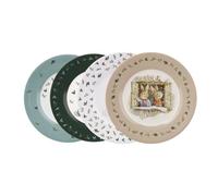 Petit Jour, Juego de 4 platos de Melamina, colección Pierre Conejo, multicolor, diseño de Navidad, redondo, 20 x 20 x 3,5 cm, para niños, 24 m+