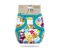 Petit Lulu Cubierta Prefold | Talla Única (5-16 kg) | Gancho y Bucle | Impermeable y Ajustable | Pañal Reutilizable y Lavable (Happy Owls)
