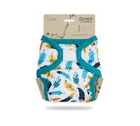 Petit Lulu Pañal de tela XL (12 - 17 kg) | Gancho & Loop | Pañales lavables | Pañales de tela reutilizables | Hecho en Europa (plumas turquesas)