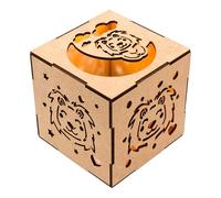 Petit Lum Lámpara de Madera para Niños - Cubo - Animales Adorables - Hechas a Mano - Lámparas - Quitamiedos (León)