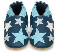 Petit Marin - Preciosos zapatos de bebé de piel suave con suela de ante - Zapatos de bebé para los primeros pasos azul Blue Stars Talla:12-18 meses