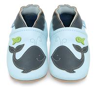 Petit Marin - Preciosos zapatos de bebé de piel suave con suela de ante - Zapatos de bebé para los primeros pasos azul Whale Talla:6-12 meses