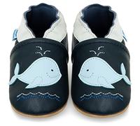 Petit Marin - Preciosos zapatos de bebé de piel suave con suela de ante - Zapatos de bebé para los primeros pasos azul Blue Whale Talla:6-12 meses