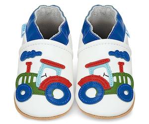 Petit Marin - Preciosos zapatos de bebé de piel suave con suela de ante - Zapatos de bebé para los primeros pasos blanco Tractor Talla:12-18 meses