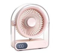 Petit Ventilateur : Bureau USB Rechargeable 5 Vitesses Affichage Numérique