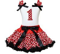 Petitebella 1st cumpleaños Vestido Camisa de Color Blanco Rojo Blanco Lunares Falda Outfit Set 1 - 8Y - Rojo -