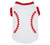 Petitebella Camisa blanca con estampado de béisbol para cachorro, XS
