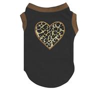 Petitebella Camisa de perro con diseño de corazón de leopardo, color negro, talla XS