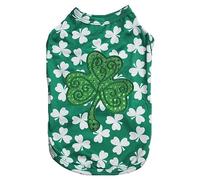 Petitebella Camisa para perro cachorro de trébol de lentejuelas verdes (tréboles, S)
