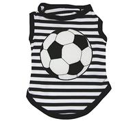 Petitebella Camiseta de fútbol con rayas blancas y negras (XL)