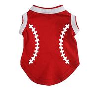 Petitebella Camiseta para perro con estampado de béisbol (rojo, grande)