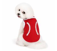 Petitebella Camiseta para perro con estampado de béisbol (rojo, pequeño)