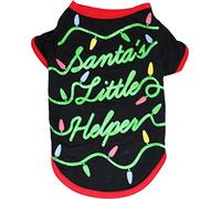 Petitebella Camiseta para perro con temática navideña (negra), diseño de Papá Noel