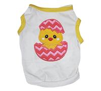 Petitebella Chick Egg Blanco Amarillo Camisa de Algodón Cachorro Ropa para Perros (Grande)