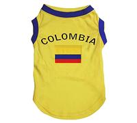 Petitebella Colombia & Flag - Camisa para cachorro (dobladillo amarillo/azul, XXXL)