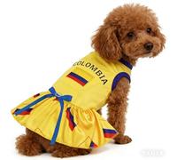 Petitebella Colombia & Flag - Vestido para cachorro (amarillo/banderas, pequeño)