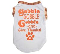 Petitebella Gobble and Give Thanks - Camisa para perro (naranja, mediano)