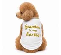 Petitebella Grandma is My Bestie - Camisa blanca para perro (blanco, talla XS)