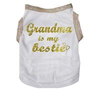 Petitebella Grandma is My Bestie - Camisa blanca para perro (blanco, XXL)