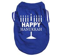 Petitebella Happy Hanukkah Candelabra Puppy Dog Camisa (azul/bandera, mediana)