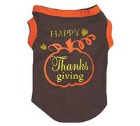 Petitebella Happy Thanksgiving Pumpkin Puppy Dog Camisa (marrón, L)