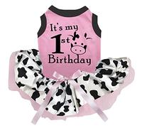 Petitebella It's My Cow - Vestido de cachorro para primer cumpleaños (rosa/vaca, XXL)