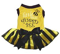 Petitebella Little Miss Queen Bee - Vestido para perro (amarillo, XL)