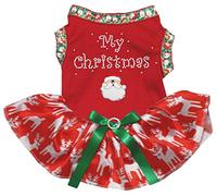 Petitebella My Christmas Santa Claus - Camisa de algodón con tutú para Perro, Color Rojo