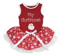 Petitebella My Christmas Santa Claus - Camisa de algodón con tutú para Perro, Color Rojo