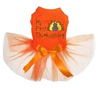 Petitebella My First Thanksgiving - Vestido para cachorro de pavo (naranja/naranja, XXXL)