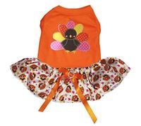 Petitebella Rainbow - Vestido para Perro, diseño de Pavo y Lunares, Color Naranja