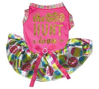 Petitebella The Easter Egg Hunt is On Puppy Dog Dress (Huevos de color rosa intenso/arcoíris, mediano)