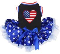 Petitebella USA - Vestido para cachorro de corazón (estrellas negras y azules, XL)