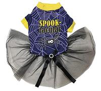 Petitebella Vestido de cachorro de Halloween con temática de cachorro (telaraña/negro, mediano)