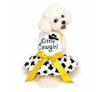 Petitebella Vestido de cachorro de vaquera (blanco, vaca, grande)