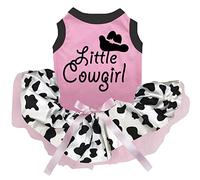 Petitebella Vestido de cachorro de vaquera (rosa/vaca, XL)