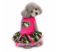 Petitebella Vestido de camuflaje con corazón para cachorro (rosa intenso/camuflaje, XXL)
