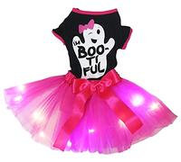 Petitebella Vestido de perro con temática de Halloween (LED fantasma, XL)