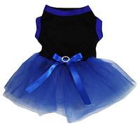 Petitebella Vestido de perro con tutú liso para cachorro (talla XXL, negro azul real)
